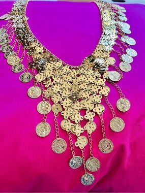 Tribal Gold coin Egyptian belt or massive necklace